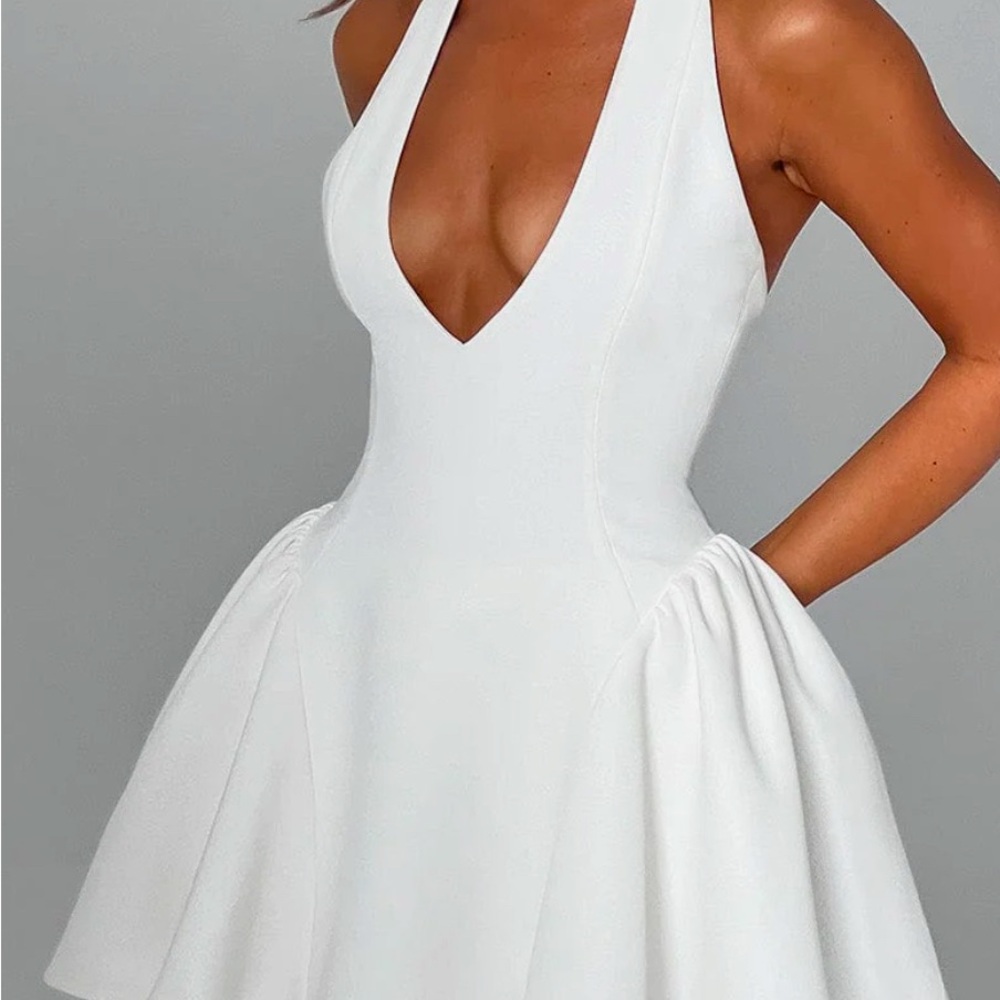 Elegant White Halter Dress